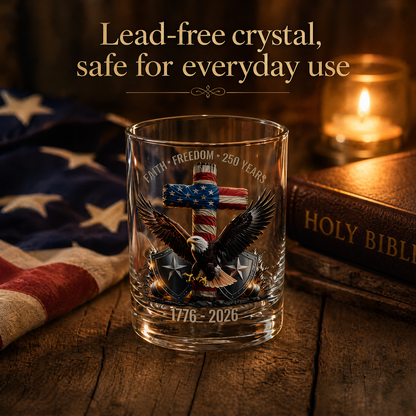 250th Anniversary American Patriotic Whiskey Glass 1776-2026