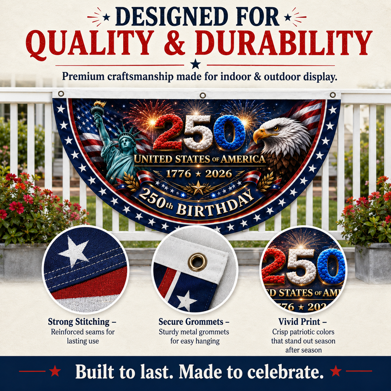 🎉4th July Flash 60% OFF ⭐ 250th Birthday Patriotic Porch Bunting