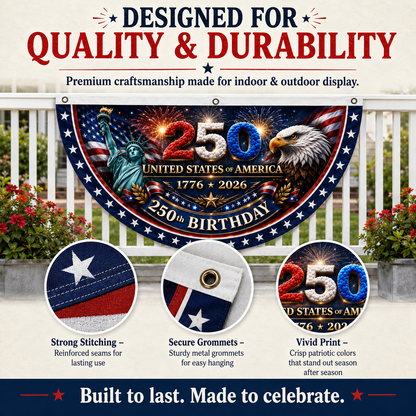 🎉4th July Flash 60% OFF ⭐ 250th Birthday Patriotic Porch Bunting