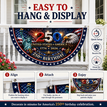🎉4th July Flash 60% OFF ⭐ 250th Birthday Patriotic Porch Bunting