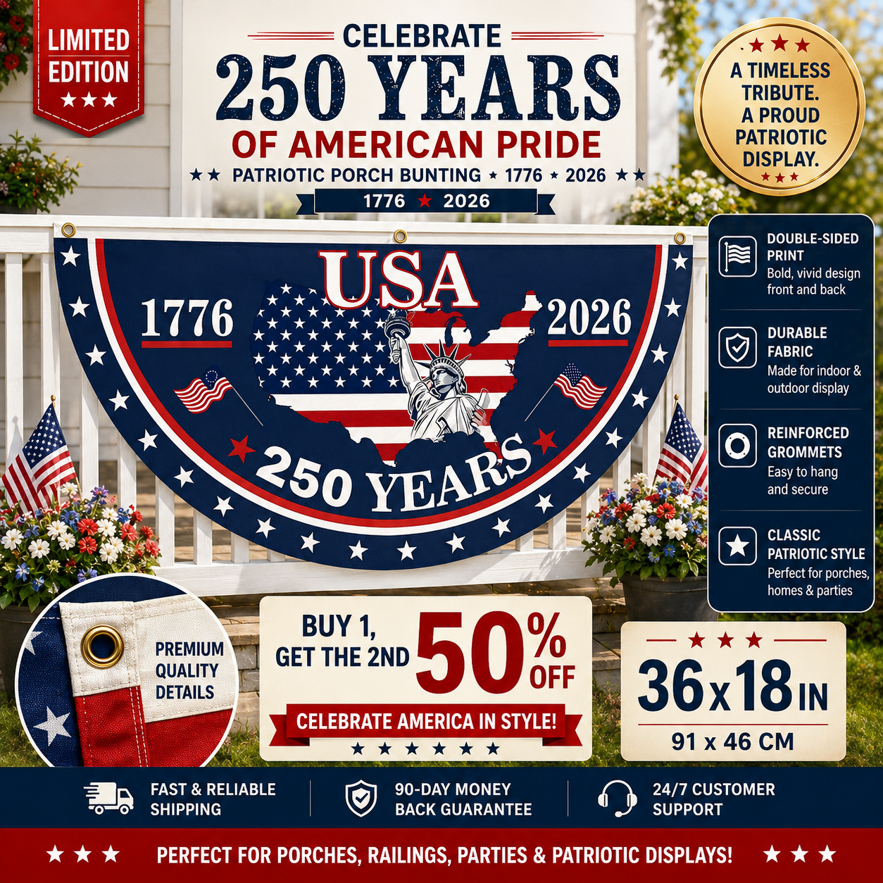 Veteran Made - USA 250 YEARS COMMEMORATIVE BANNER