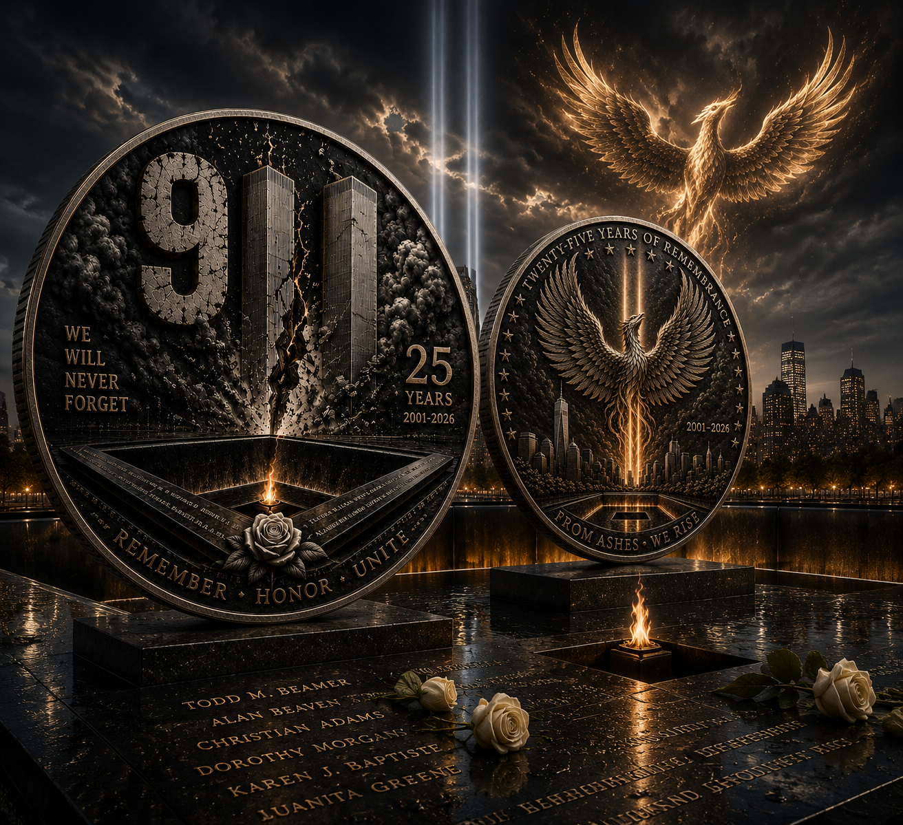9/11 25th Anniversary Commemorative Coin🕯️ – Never Forget Memorial Collectible (2001–2026)