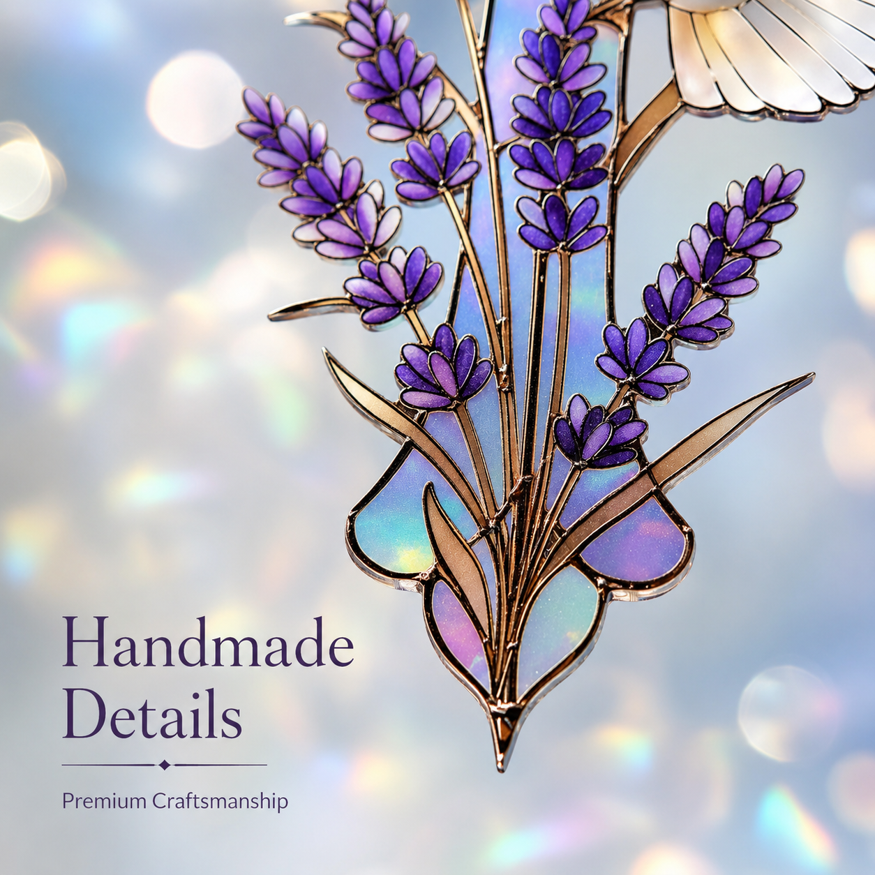 Dove and Lavender Cross Stained Glass Style Suncatcher, Christian Window Hanging Memorial Gift