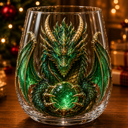 ✨🐉✨ 3D Mythic Dragon Glass Art Cup | Luxury Raised Fantasy Glassware for Whiskey, Home Bar Décor & Legendary Gifts 🎁
