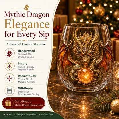 ✨🐉✨ 3D Mythic Dragon Glass Art Cup | Luxury Raised Fantasy Glassware for Whiskey, Home Bar Décor & Legendary Gifts 🎁