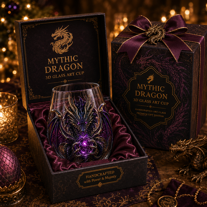 ✨🐉✨ 3D Mythic Dragon Glass Art Cup | Luxury Raised Fantasy Glassware for Whiskey, Home Bar Décor & Legendary Gifts 🎁