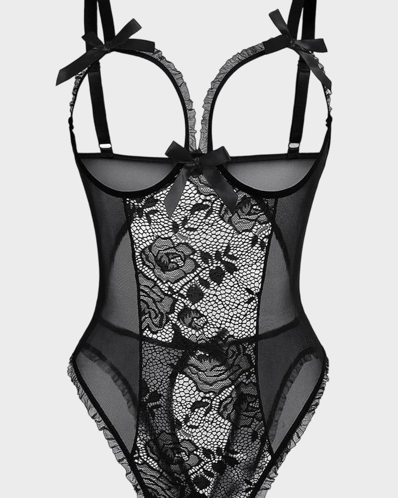 Crotchless Lace Mini Bodysuit