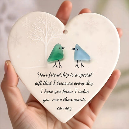 💙🌊Heart-Shaped Sea Glass Friendship Keepsake