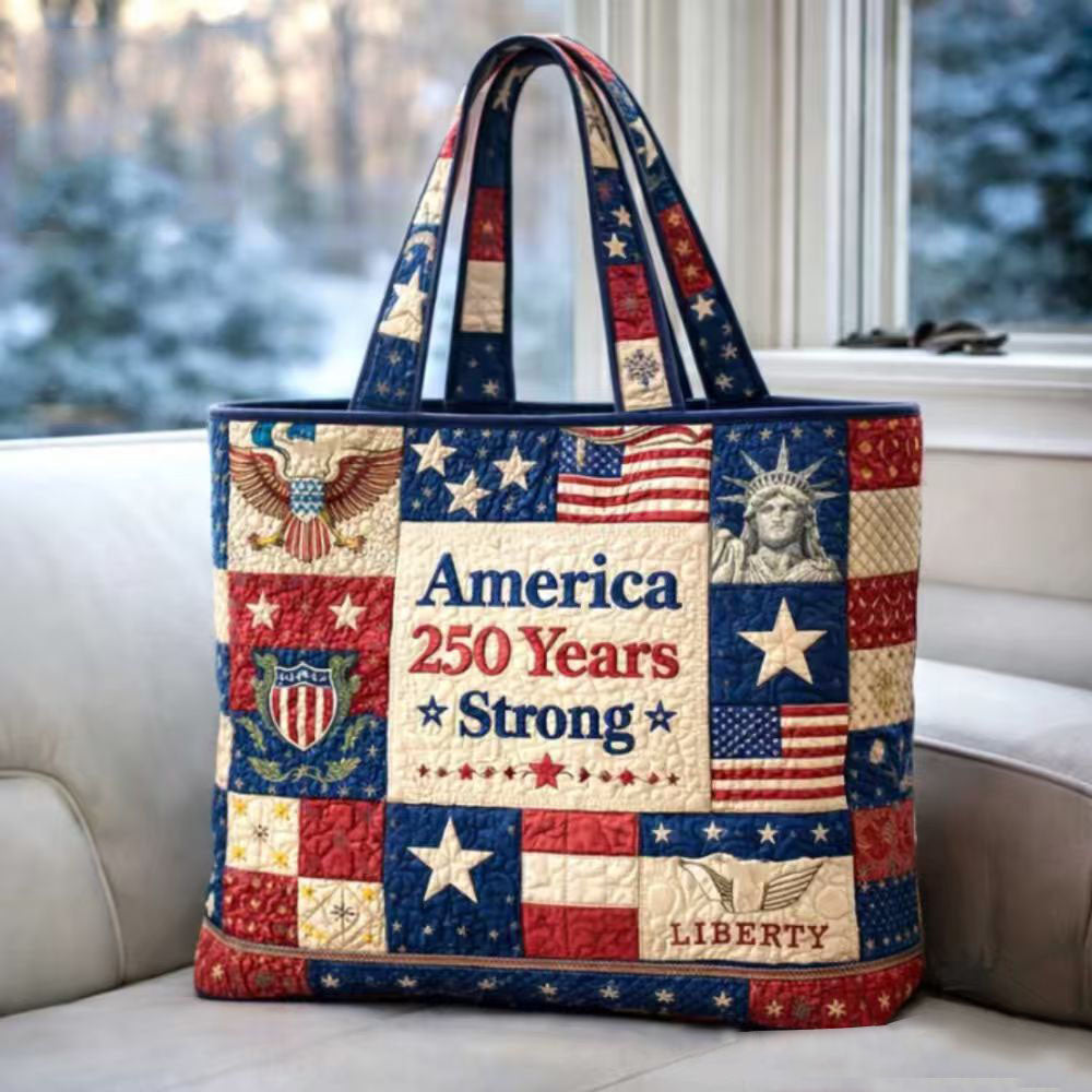 US 250th Anniversary Floral Art Casual Quilted Tote Bag