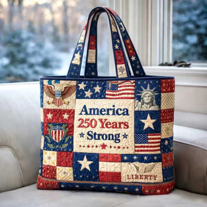 US 250th Anniversary Floral Art Casual Quilted Tote Bag