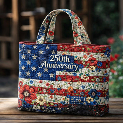 US 250th Anniversary Floral Art Casual Quilted Tote Bag