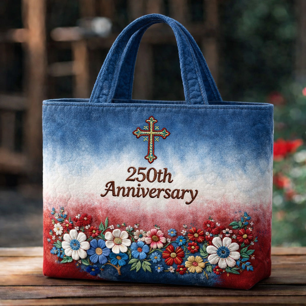 US 250th Anniversary Floral Art Casual Quilted Tote Bag