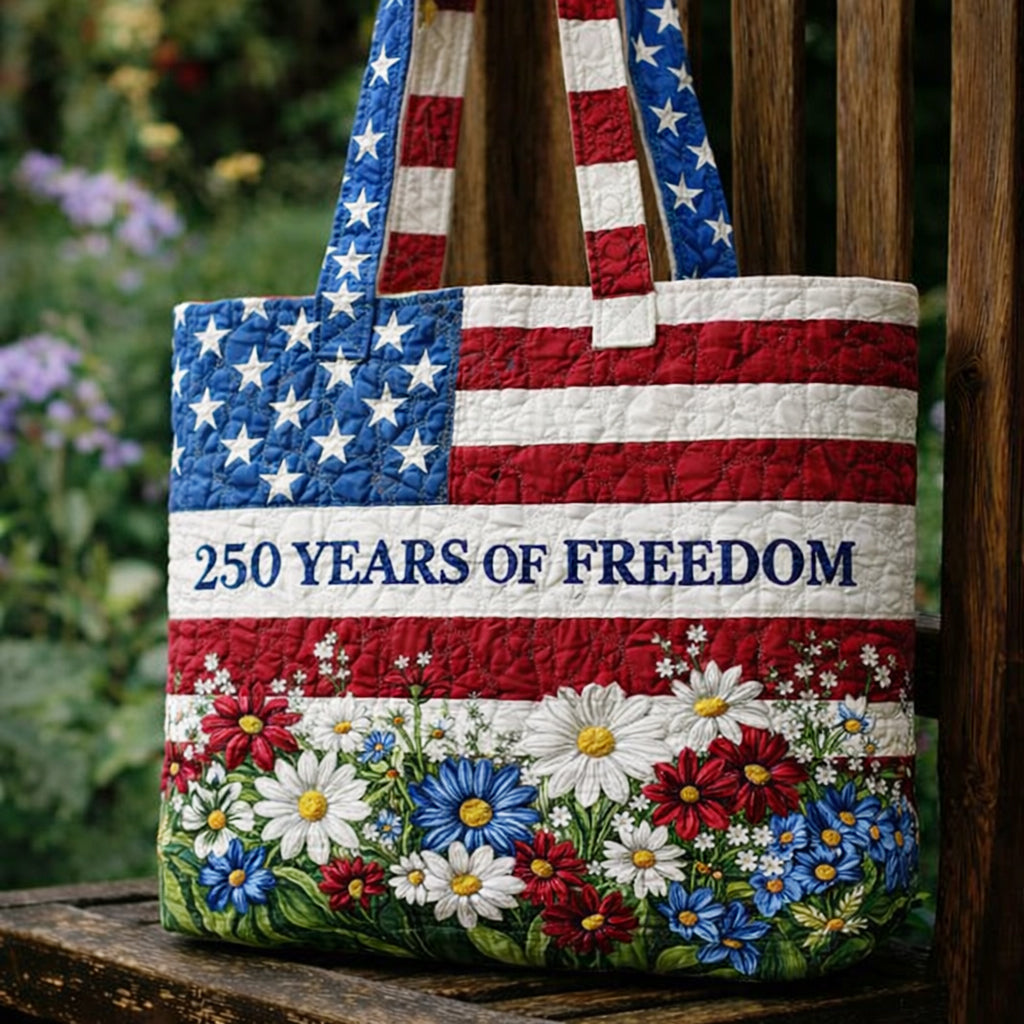 US 250th Anniversary Floral Art Casual Quilted Tote Bag