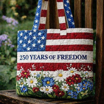 US 250th Anniversary Floral Art Casual Quilted Tote Bag