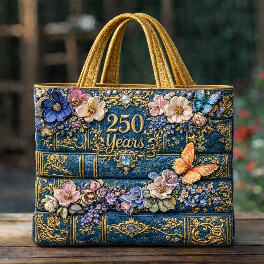 US 250th Anniversary Floral Art Casual Quilted Tote Bag