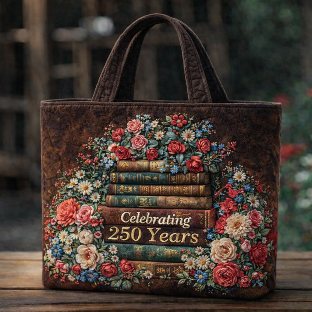 US 250th Anniversary Floral Art Casual Quilted Tote Bag