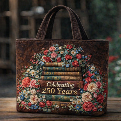 US 250th Anniversary Floral Art Casual Quilted Tote Bag