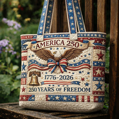 US 250th Anniversary Floral Art Casual Quilted Tote Bag