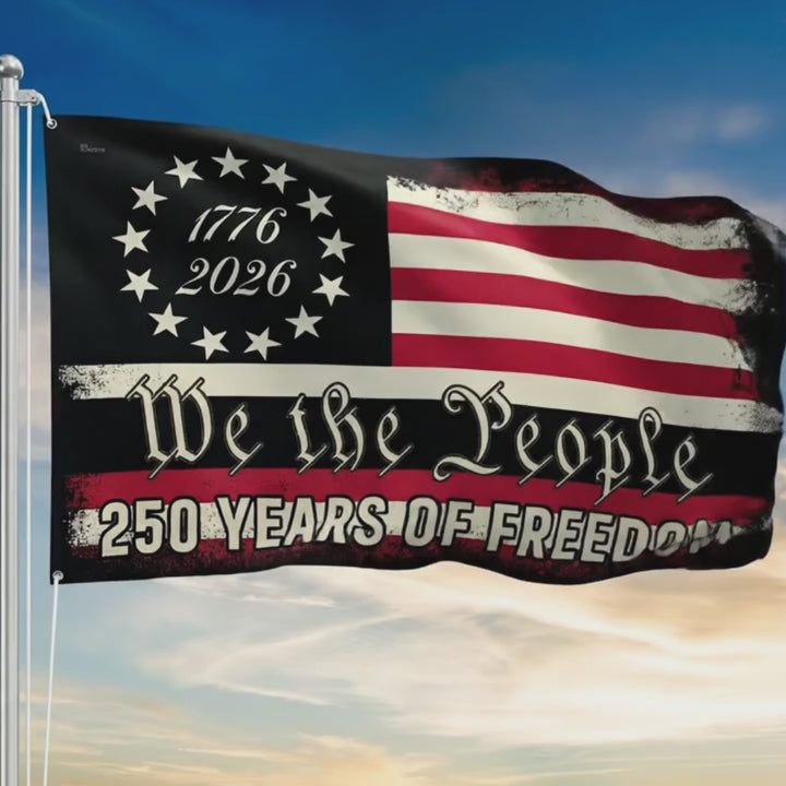 Patriotic 250 Years 1776 2026 American Flag, We The People United States Semiquincentennial Grommet Flag