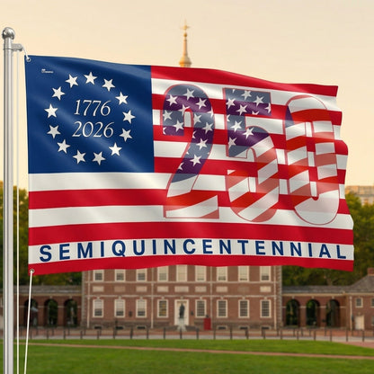Patriotic 250 Years 1776 2026 American Flag, We The People United States Semiquincentennial Grommet Flag