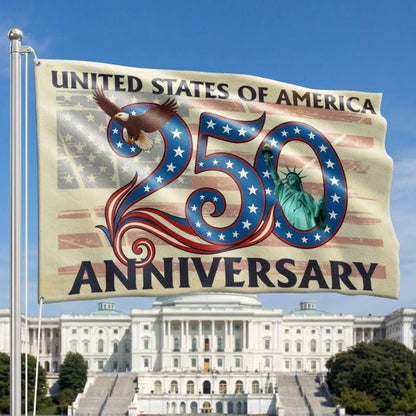 Patriotic 250 Years 1776 2026 American Flag, We The People United States Semiquincentennial Grommet Flag