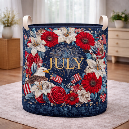 250 Years Red White Blue Stars Flowers Laundry Basket Laundry Gifts, Patriotic Decor, 4th Of July Gift