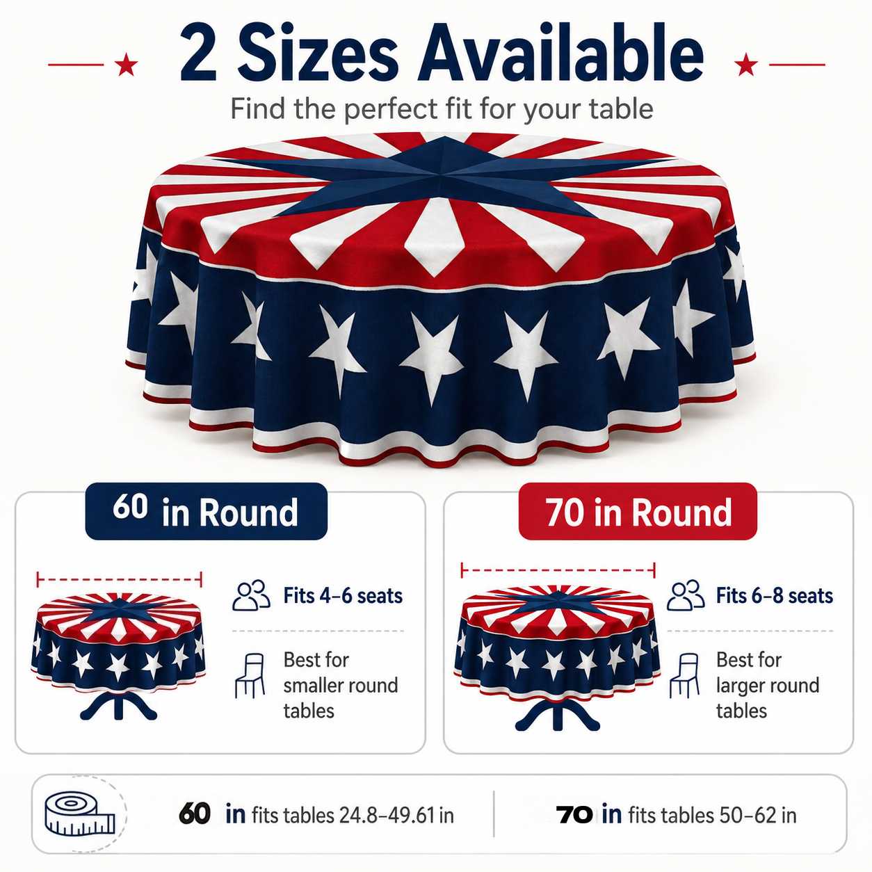 Patriotic Starburst Round Tablecloth