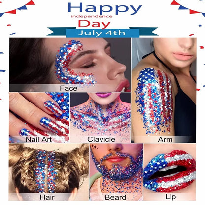 🦅4th of July Glitter Stick✨Red, White & Blue Body & Hair Sparkle