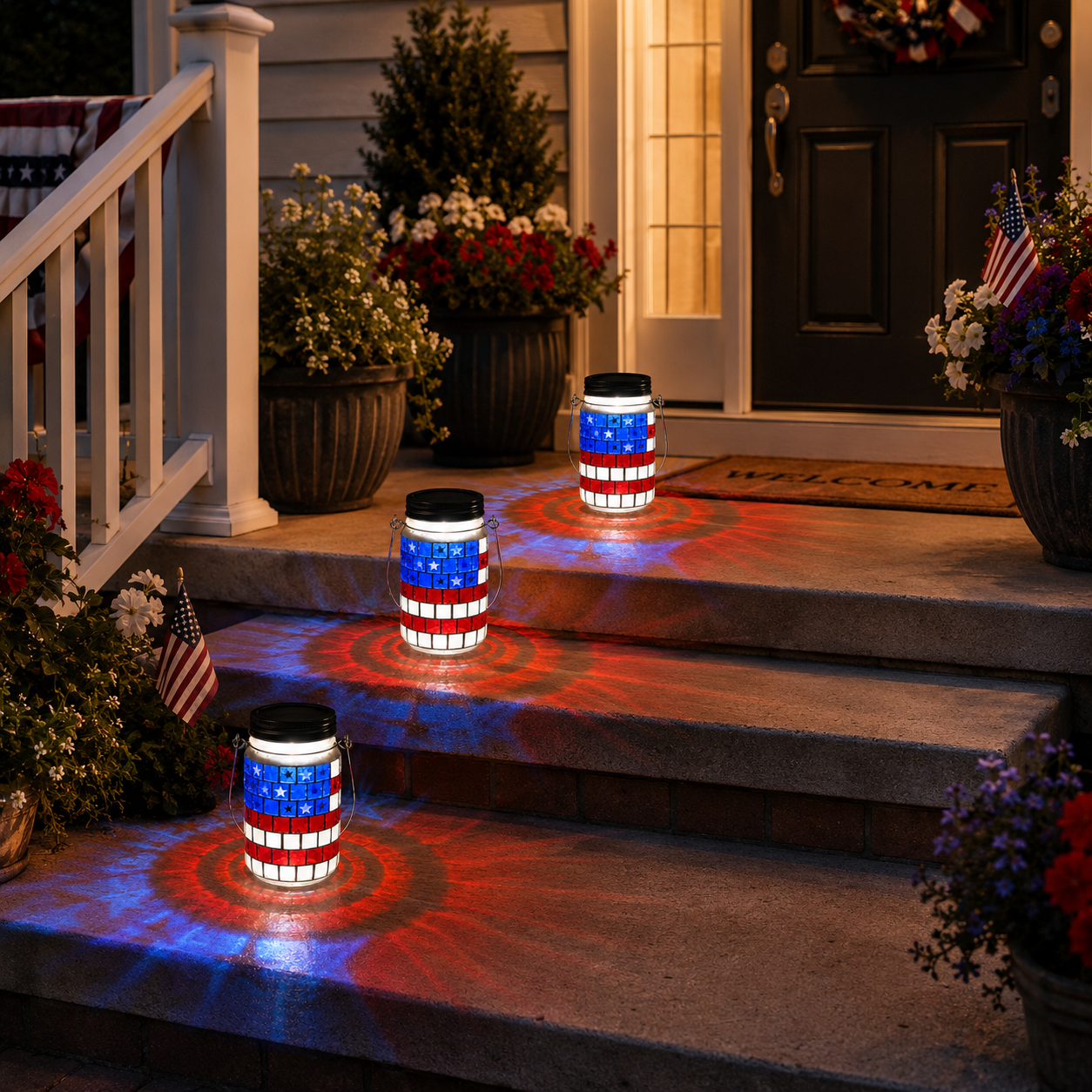 4th of July Solar Patriotic Mason Jar Lantern