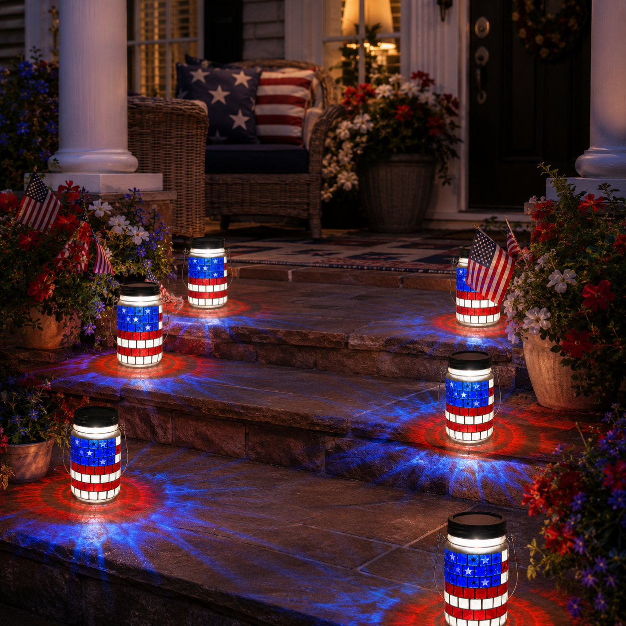 4th of July Solar Patriotic Mason Jar Lantern