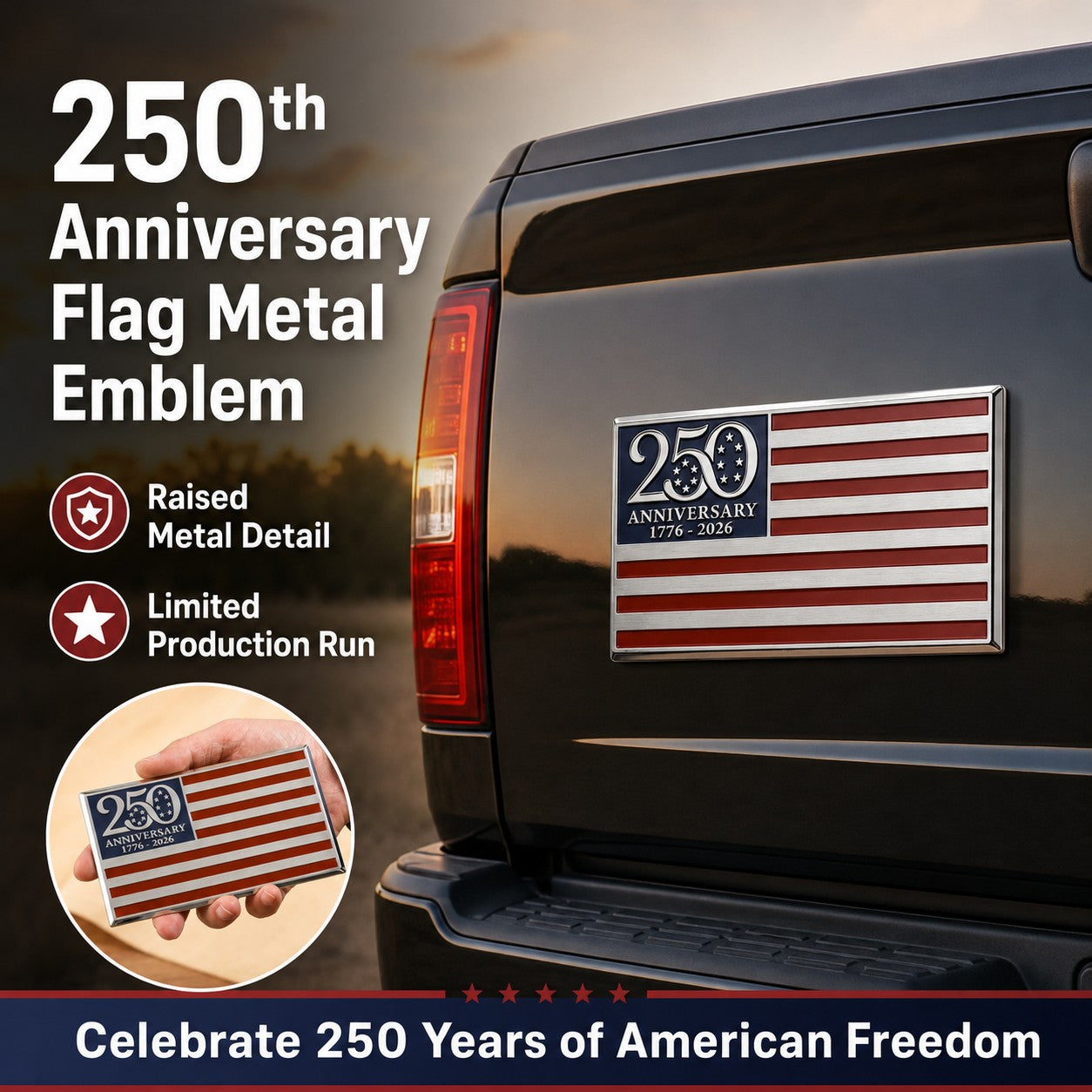 🇺🇸 Last Day Promo: 65% OFF ✝️★250th Anniversary Metal Flag Emblem★