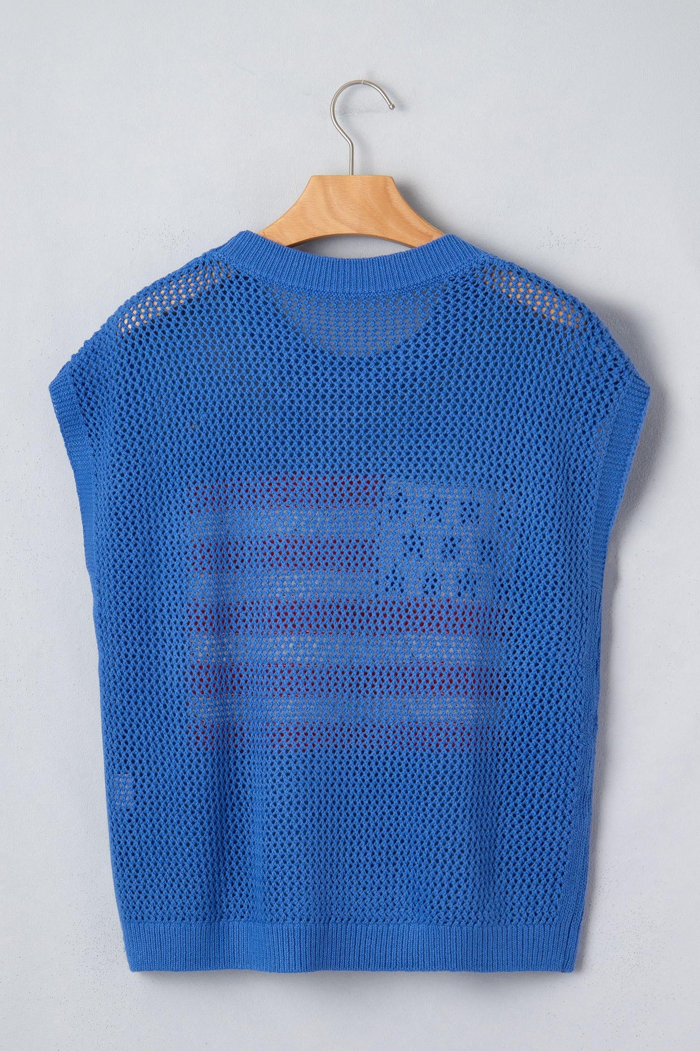 Women's American Flag Graphic Relaxed Fit Short Sleeve Knit Sweater Top