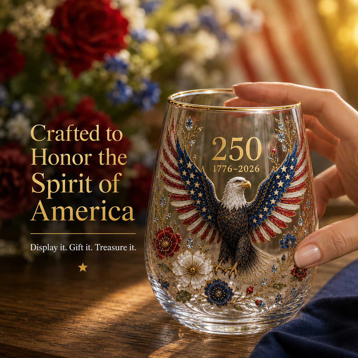 🦅America 250 Eagle Glass Tumbler
