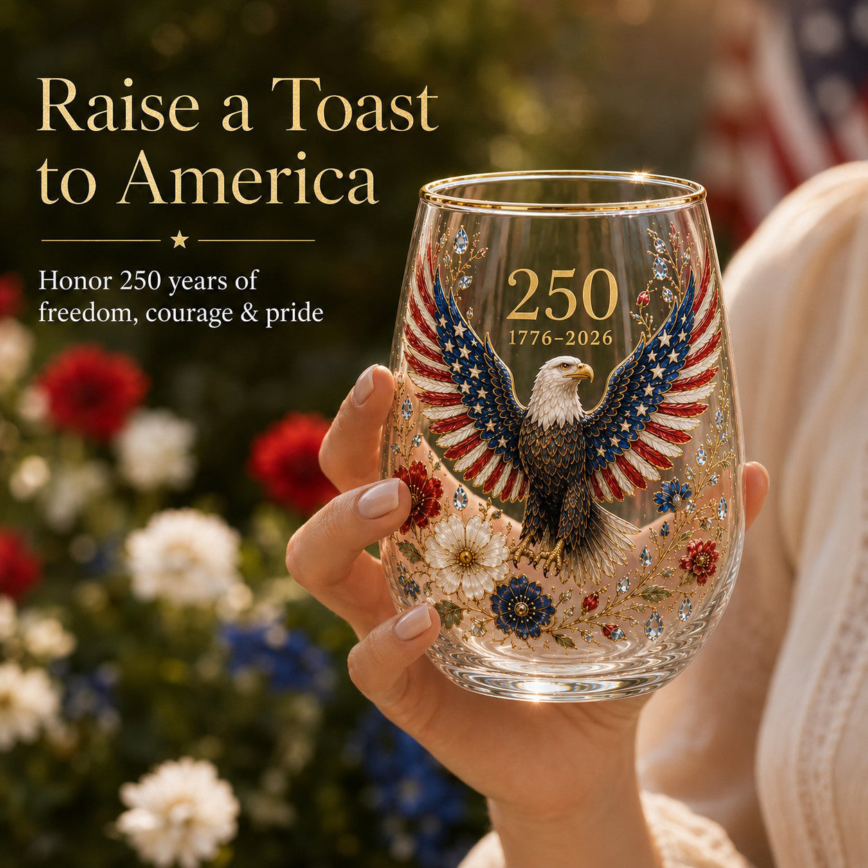 🦅America 250 Eagle Glass Tumbler