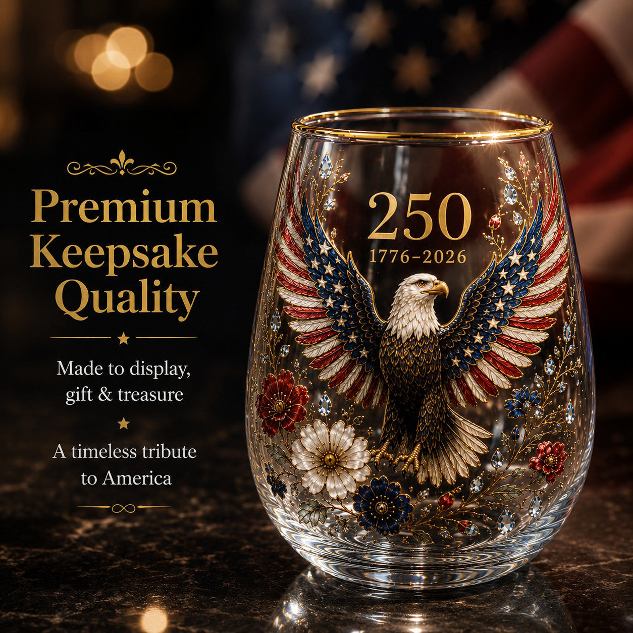 Limited Edition 2026 USA 250 Years of Freedom Eagle Glass