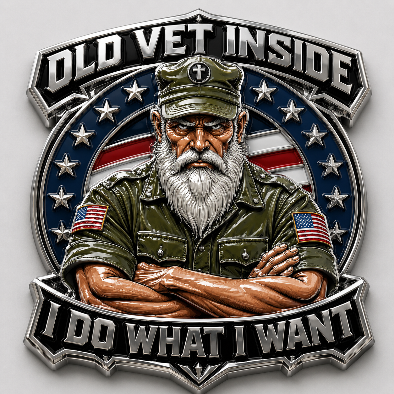 OLD VET INSIDE – I DO WHAT I WANT Car Emblem