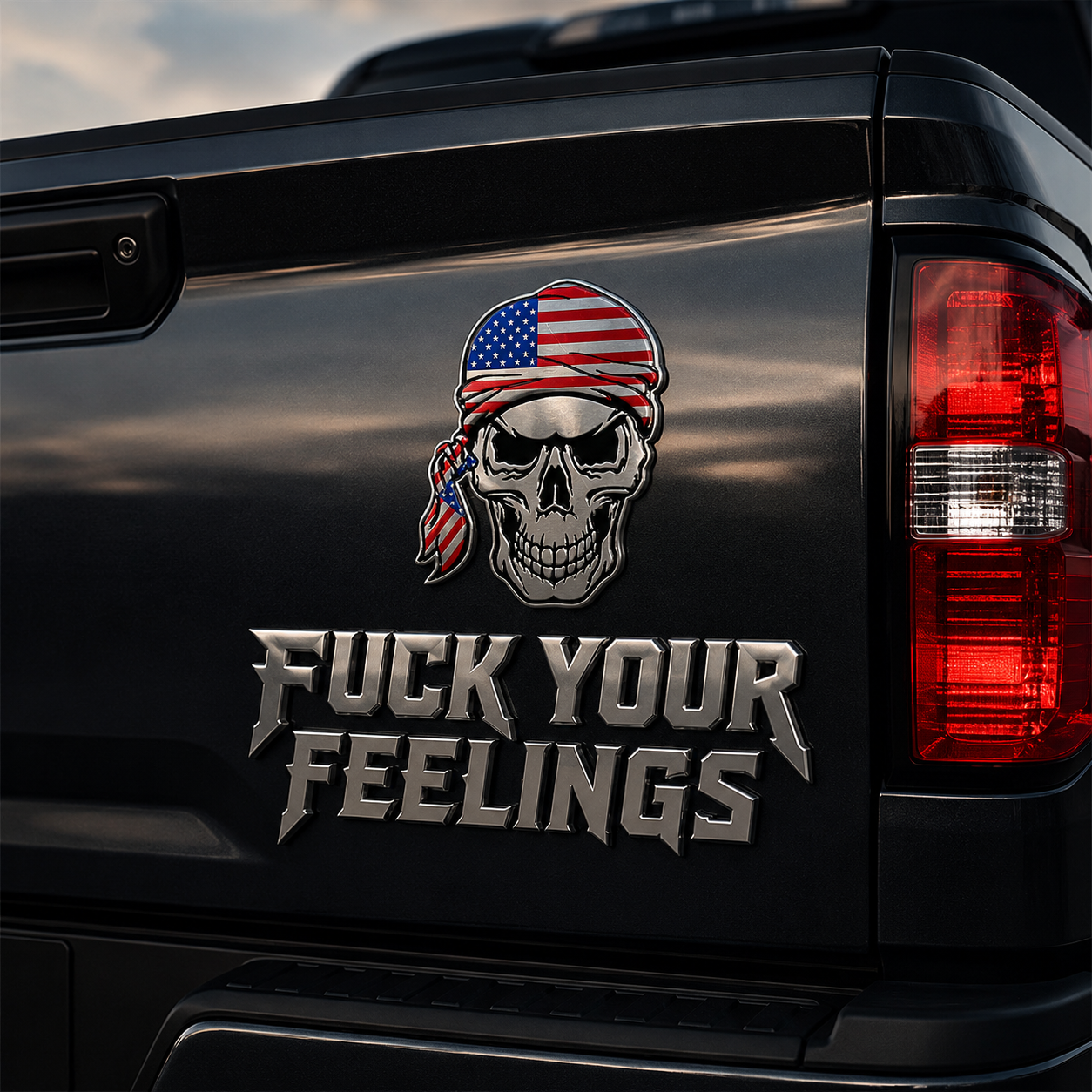 “F Your Feelings” Skull Truck Emblem