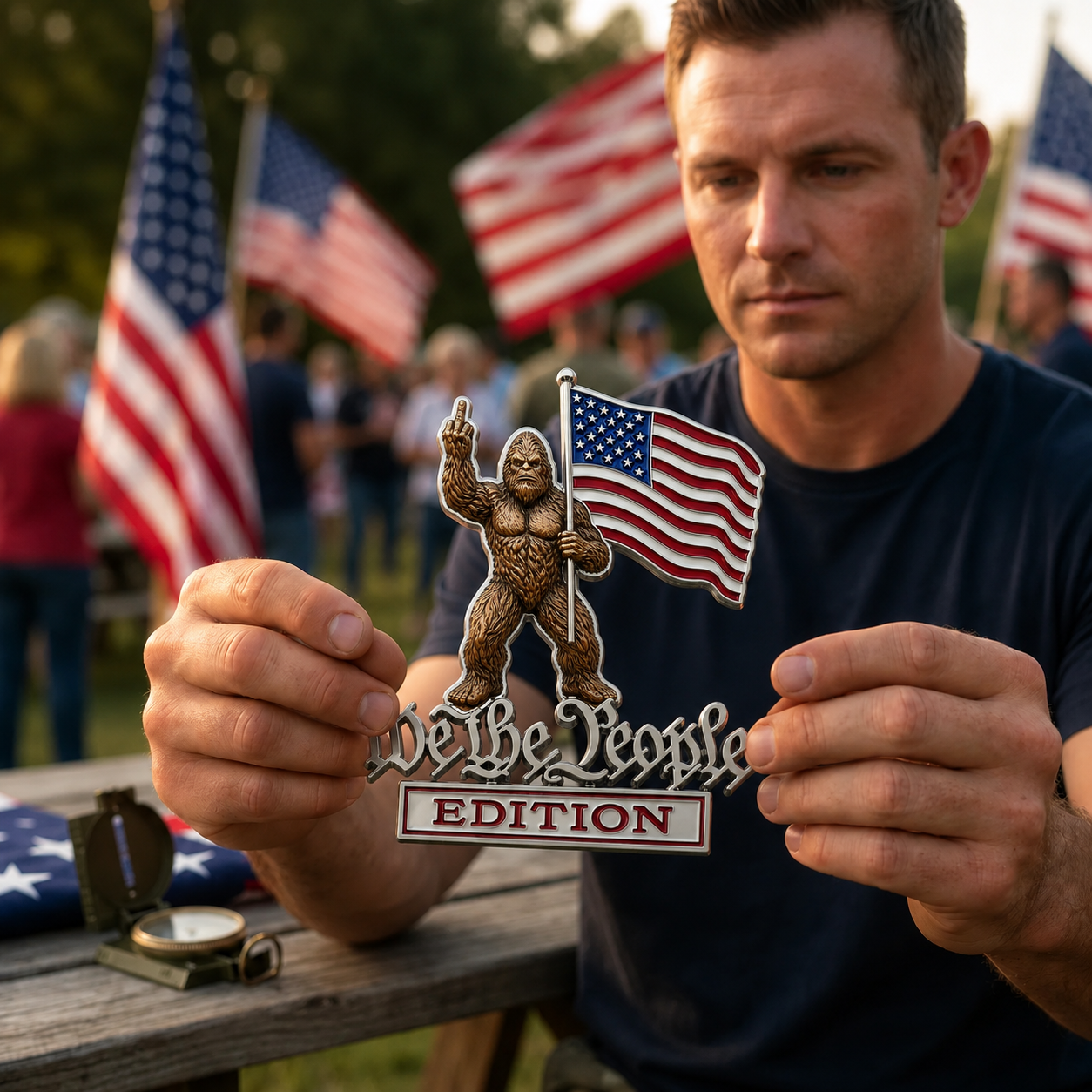 👣BigFoot We The People Patriot Flag Edition Car Emblem Metal Decorative Badge