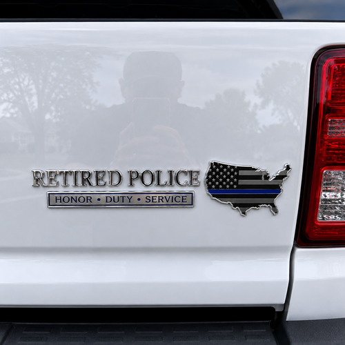 👮 Retired Police Honor Duty Service Car Emblem Metal Badge