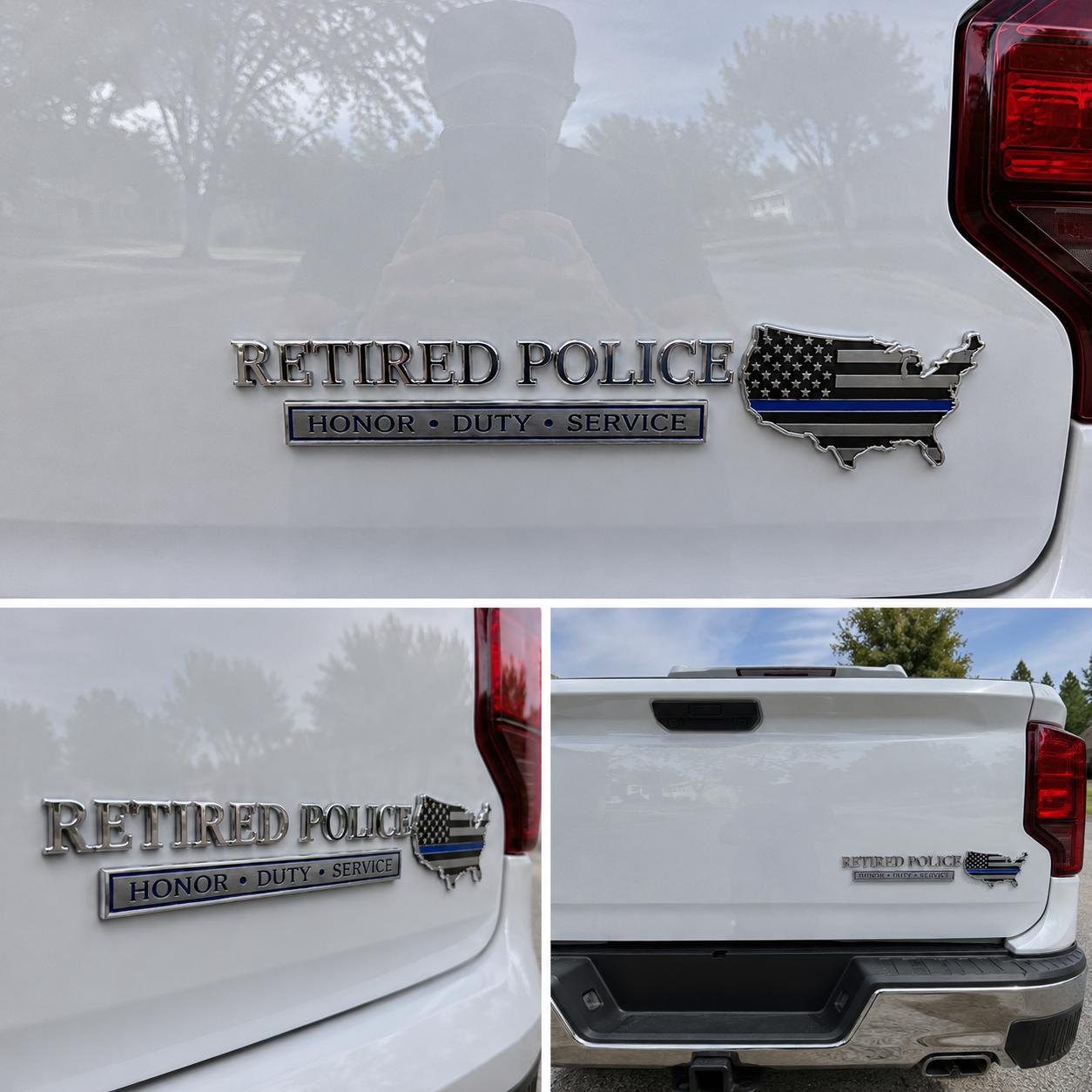 👮 Retired Police Honor Duty Service Car Emblem Metal Badge