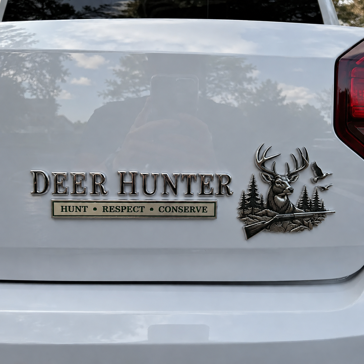 🦌 Deer Hunter Respect Conserve Metal Car Emblem