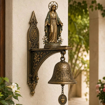 Our Lady of Grace Bronze Miraculous Medal Wall Bell | 🙏Catholic Religious Home & Garden Decor