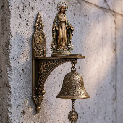 Our Lady of Grace Bronze Miraculous Medal Wall Bell | 🙏Catholic Religious Home & Garden Decor