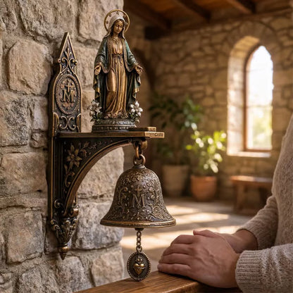 ✨ Our Lady of Grace Bronze Miraculous Medal Wall Bell | 🙏Catholic Religious Home & Garden Decor