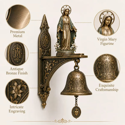 Our Lady of Grace Bronze Miraculous Medal Wall Bell | 🙏Catholic Religious Home & Garden Decor