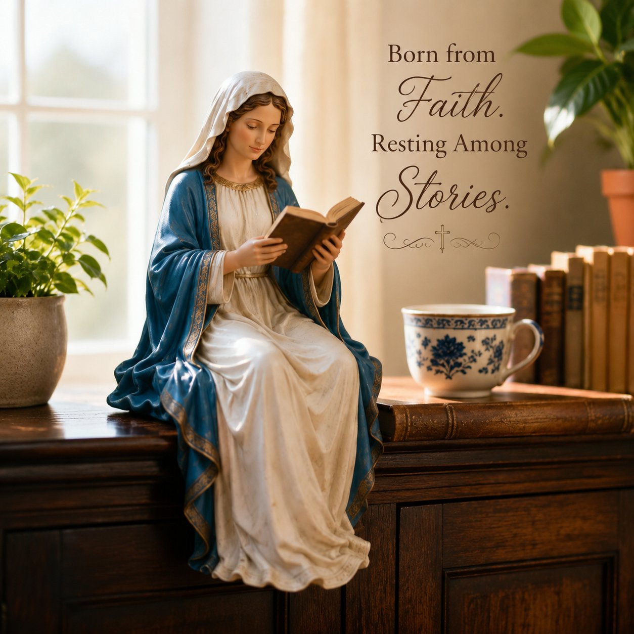 🎁Last Day 49% OFF-📚🕊️ Bring Divine Peace to Your Library. Virgin Mary Reading Figure