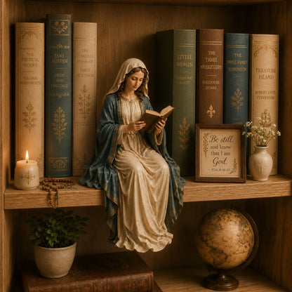 🎁Last Day 49% OFF-📚🕊️ Bring Divine Peace to Your Library. Virgin Mary Reading Figure