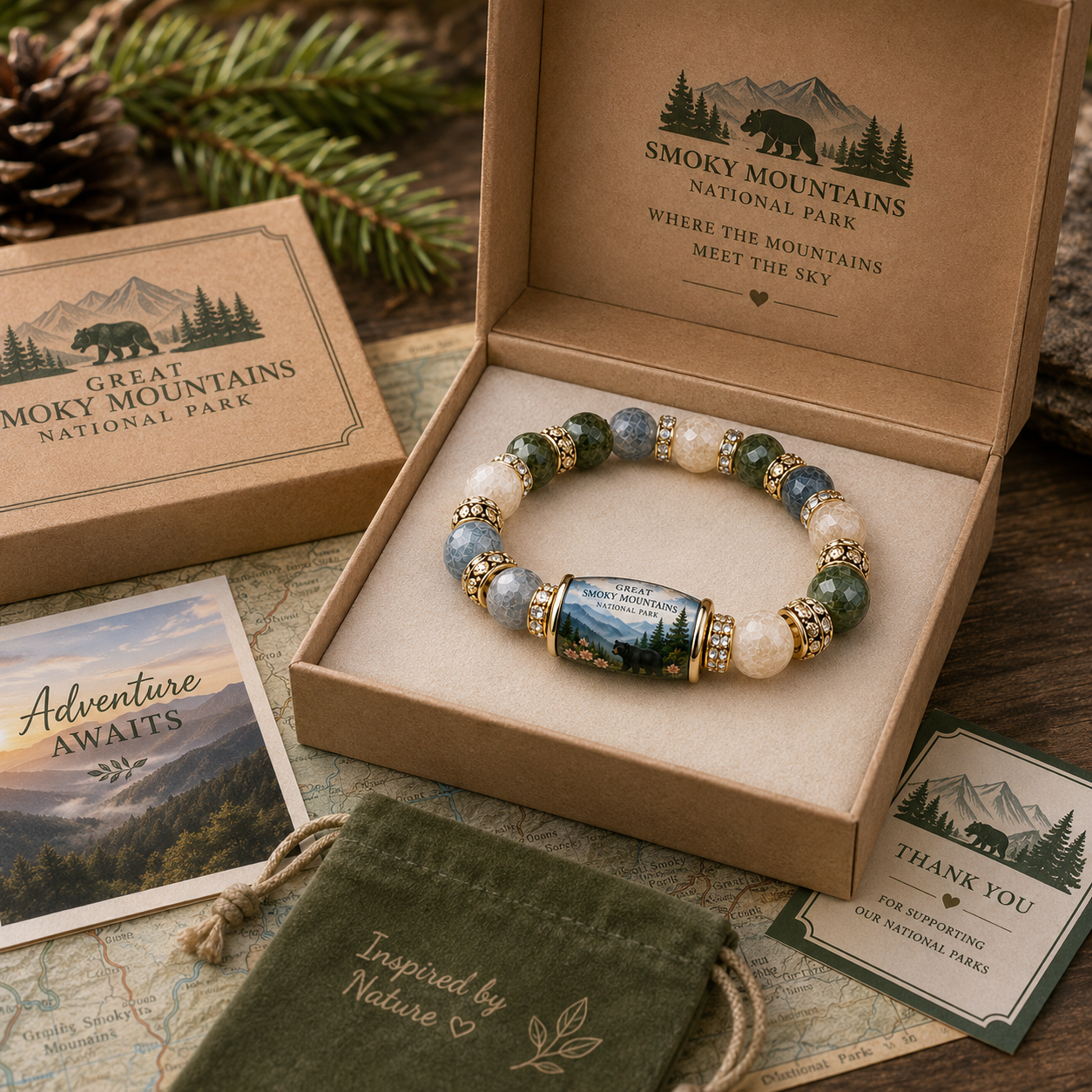 🌲 Great Smoky Mountains Garden Bracelet – Peace. Wilderness. Adventure.