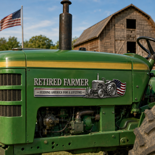 💥LAST DAY65% OFF -Retired Farmer – Feeding America for a Lifetime Metal Emblem