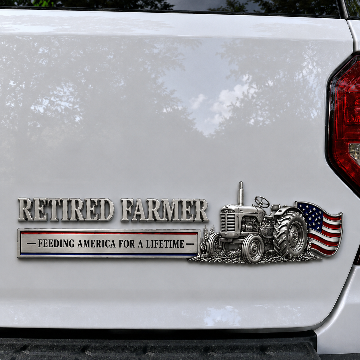 Retired Farmer – Feeding America for a Lifetime Metal Emblem